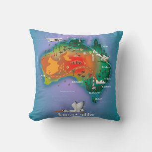 Cojín Decorativo Póster de viaje mapa de Australia