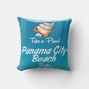 Cojín Decorativo Póster de viaje vintage de Panama City Beach Flori