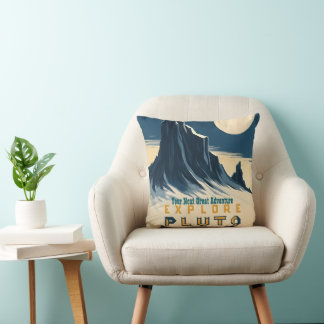 Cojín Decorativo Póster de viaje vintage de Plutón - Espacio Retro