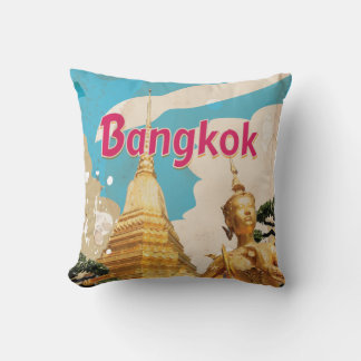 Cojín Decorativo Poster de Viajes de Bangkok Vintage