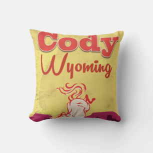 Cojín Decorativo Poster de viajes vintage de Cody Wyoming