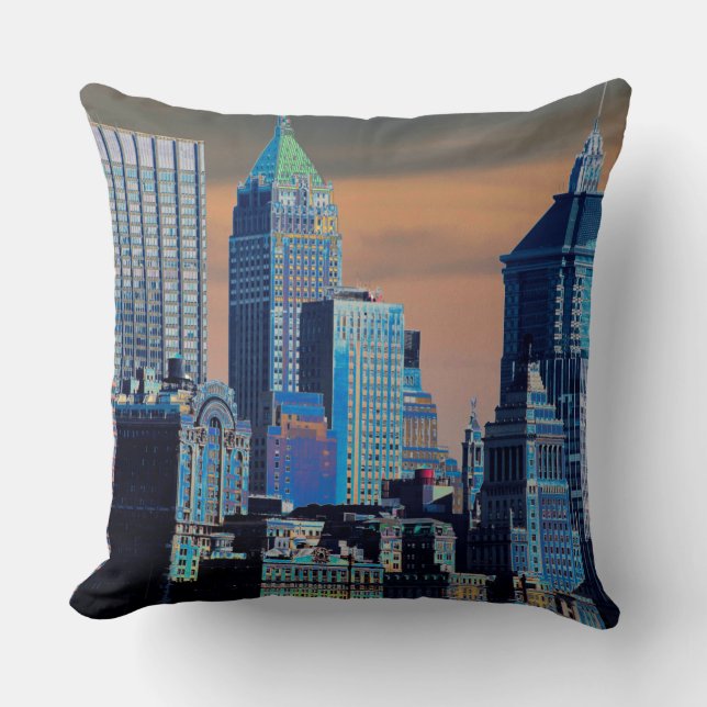 Cojín Decorativo Poster del distrito financiero en Manhattan (Anverso)