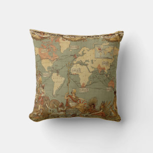 Cojín Decorativo Póster del mapa mundial del Imperio Británico de 1
