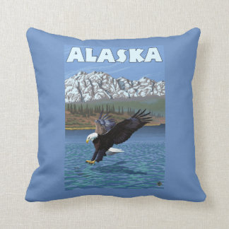 Cojín Decorativo Poster del viaje del vintage de AlaskaBald Eagle