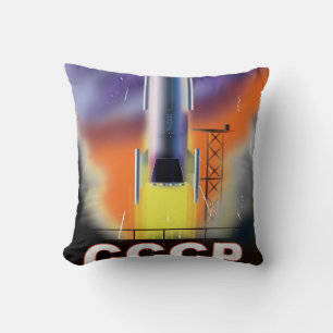 Cojín Decorativo Póster Retrocohete Espacial Unión Soviética