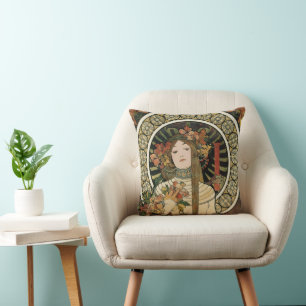 Cojín Decorativo Póster vintage de Alfonse Mucha Trappistine Nouvea