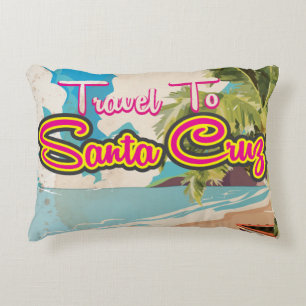 Cojín Decorativo Póster vintage de vacaciones de Santa Cruz