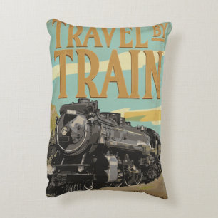 Cojín Decorativo Póster vintage de viaje en tren