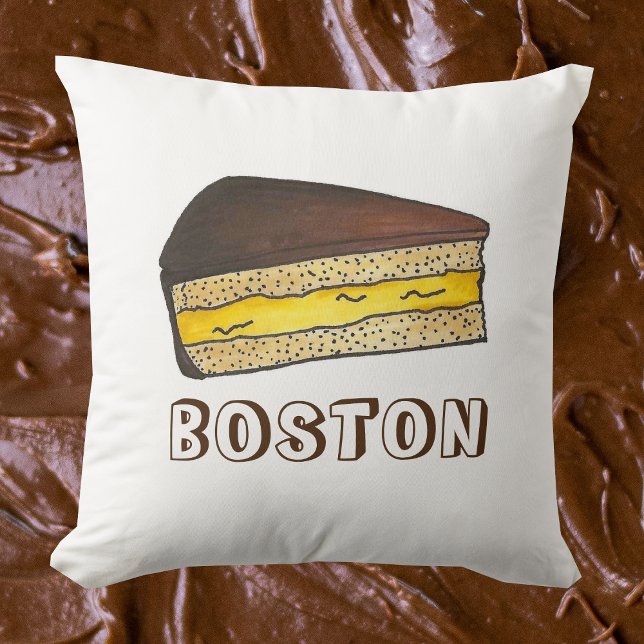 Cojín Decorativo Postre de comida de rebanada de crema de Boston Ma (Boston cream pie pillow)