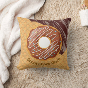 Cojín Decorativo Postre,Donut Glaseado de Chocolate, Chocolate Derr