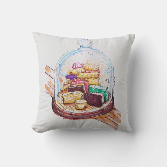 Cojín Decorativo Postres bajo la cúpula de vidrio (Anverso)