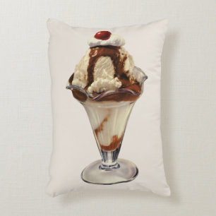 Cojín Decorativo Postres de Sundae de Helado de Chocolate Caliente 