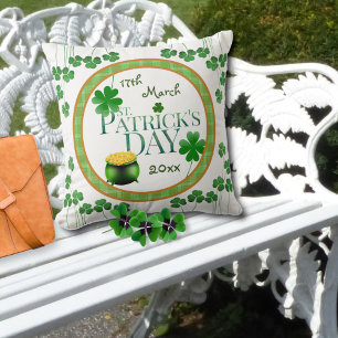 Cojín Decorativo Pot o' Gold Shamrock St Patrick's Day