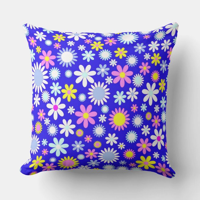 Cojín Decorativo Potencia de las flores azules (Anverso)