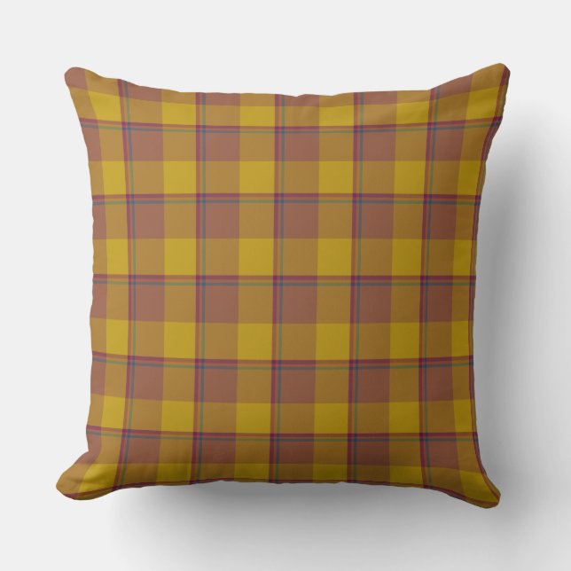 Cojín Decorativo Potters Clay and Pizza Plaid Brown Gold (Anverso)