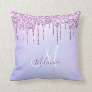 Cojín Decorativo Pour de lavanda de goteo púrpura metálica personal
