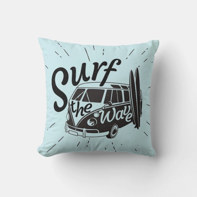 Cojín Decorativo Practique surf la onda (Anverso)