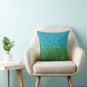 Cojín Decorativo Pradera de algas marinas Casa de playa submarina