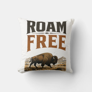 Cojín Decorativo Pradera de Bisonte Salvaje Vintage Exterior Sin Re