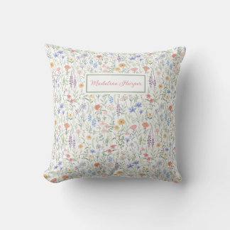 Cojín Decorativo Pradera de flores silvestres coqueta personalizada