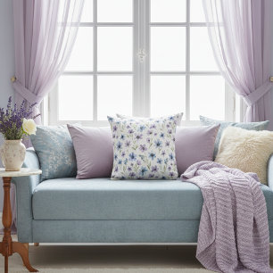 Cojín Decorativo Pradera de flores silvestres moradas