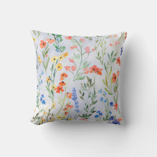 Cojín Decorativo Prado de flores silvestres primaverales coloridos