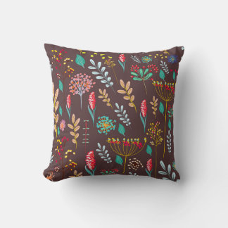 Cojín Decorativo Prado de flores silvestres rústicos de otoño sobre