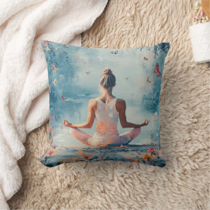 Cojín Decorativo Prado del Atardecer Meditación con Mariposas (3)