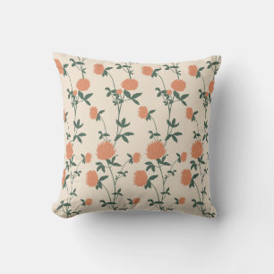 Cojín Decorativo Prado Retro Botánico de Trébol   Arcilla Asolada