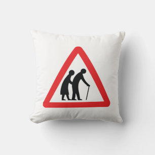 Cojín Decorativo PRECAUCIÓN Personas de edad avanzada - Rótulo de t