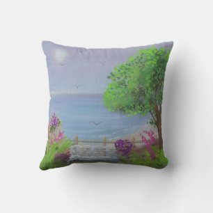 Cojín Decorativo Precioso Área de Asiento Floral junto al Mar