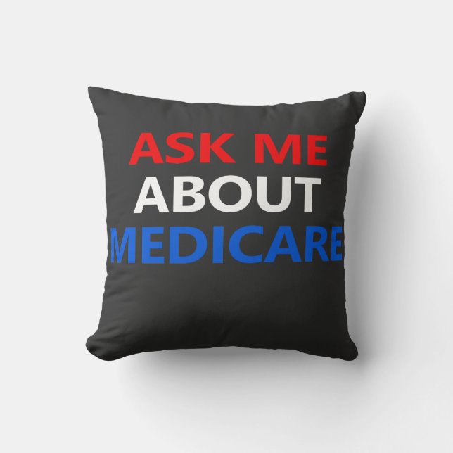 Cojín Decorativo pregúntame sobre Medicare (Anverso)