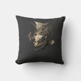 Cojín Decorativo Prehistoric Fish Skull Grunge Dark Art