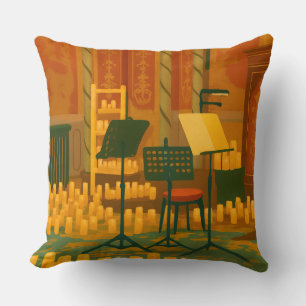 Cojín Decorativo Preludio iluminado por velas - Sala de música, Bri