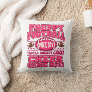 Cojín Decorativo Preppy Fútbol Rosa Contra el Cáncer de Seno para A