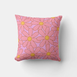 Cojín Decorativo Preppy Hippie Pink Purple Flower Pattern