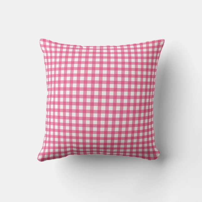 Cojín Decorativo Preppy Pink Gingham Dorm Room Pillow (Reverso)