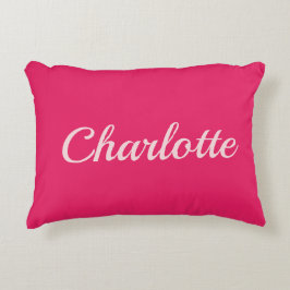 Cojín Decorativo Preppy Pink Personalized Name Dorm Room Pillow