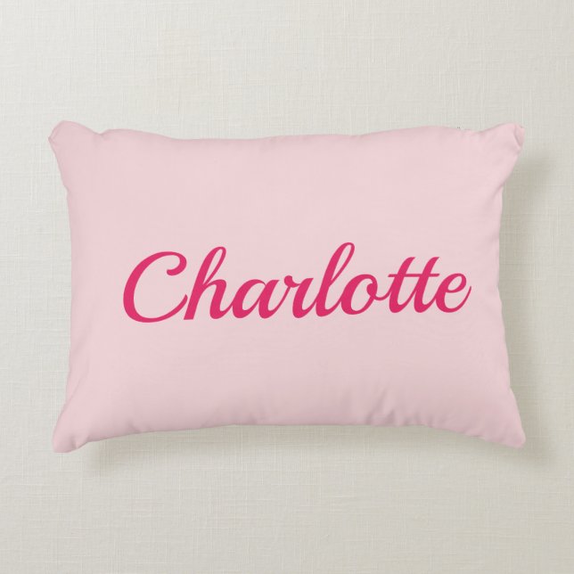 Cojín Decorativo Preppy Pink Personalized Name Dorm Room Pillow (Anverso)