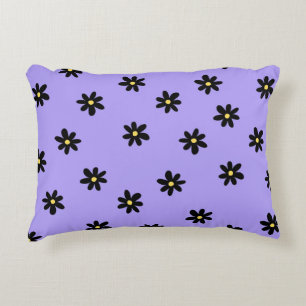 Cojín Decorativo Preppy Purple Black Floral Simple Flower Pattern
