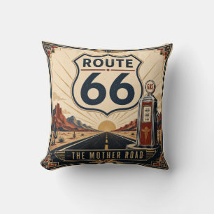 Cojín Decorativo Presentación Retro Ruta 66 del Suroeste Rústico