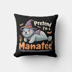 Cojín Decorativo Pretende que soy Manatee Spooky Halloween Mamal Ma