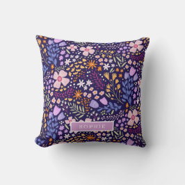 Cojín Decorativo Pretty Watercolor Floral Blooming Custom Name