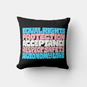 Cojín Decorativo PRIDE Trans rights word art bandera LGBT cita rega