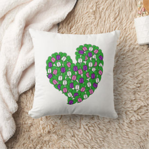 Cojín Decorativo Primavera en amor-tulipanes coloridos(rosa,morado,