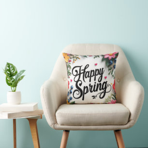 Cojín Decorativo "Primavera en comodidad: 'FELIZ PRIMAVERA'