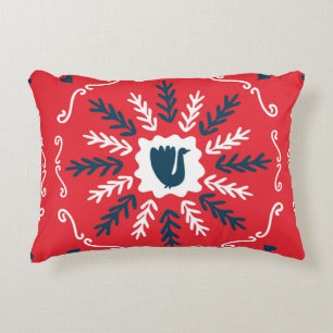 Cojín Decorativo Primavera, Feliz Navidad folklore doodle cuadrado 