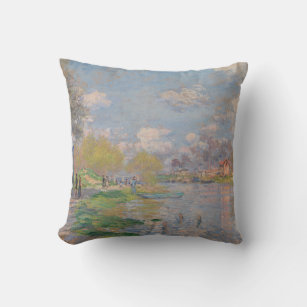 Cojín Decorativo Primavera por el Sena de Monet Impresionista