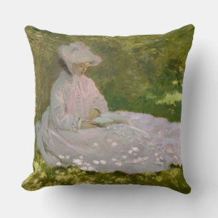 Cojín Decorativo Primavera, retrato impresionista, Claude Monet