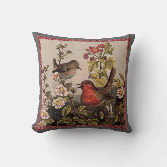Cojín Decorativo Primavera Robin Birds Red Birds (Anverso)